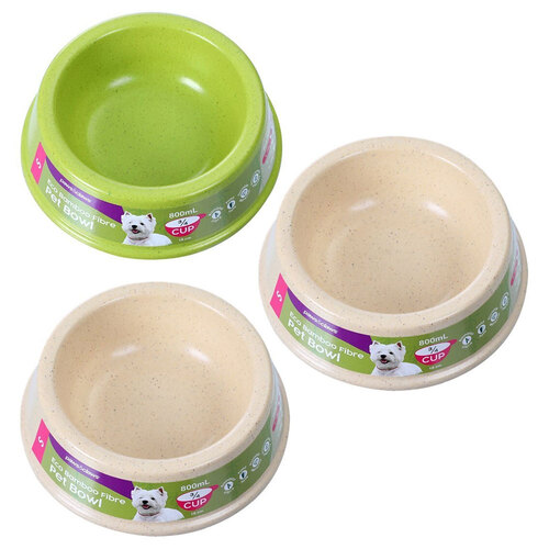 3PK Paws & Claws Bamboo Fibre Pet Bowl 18cm Assorted