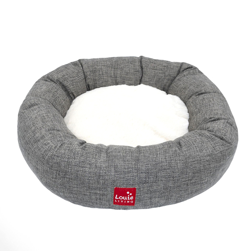 Louie Living Donut Dog/Pet Bed/Lounger Small Grey/White