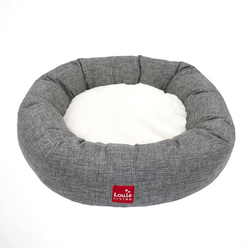 Louie Living Donut Dog/Pet Bed/Lounger Large Grey/White