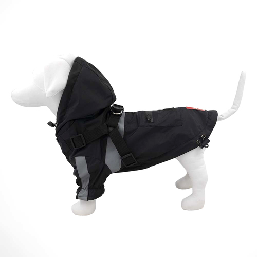 Louie Living Adjustable Pet/Dog Raincoat Small Black