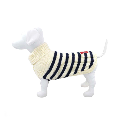 Louie Living Dog/Pet Jumper Stripe Cardigan Medium Black/White
