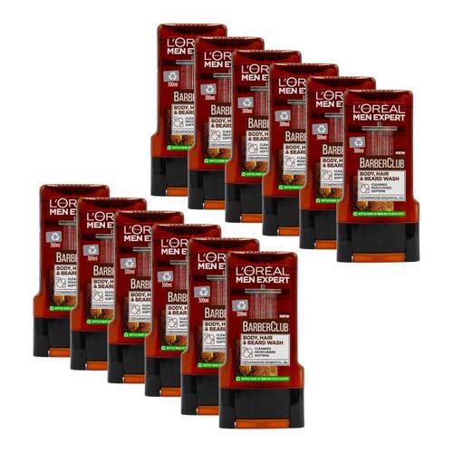 12PK Loreal 300ml Body Hair & Beard Wash Cedarwood Essential Oils