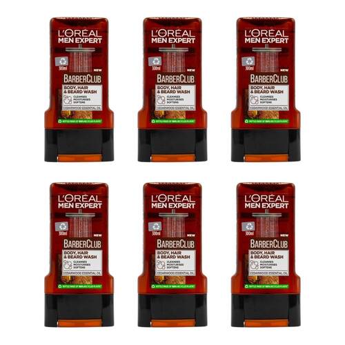 6PK Loreal 300ml Body Hair & Beard Wash Cedarwood Essential Oils