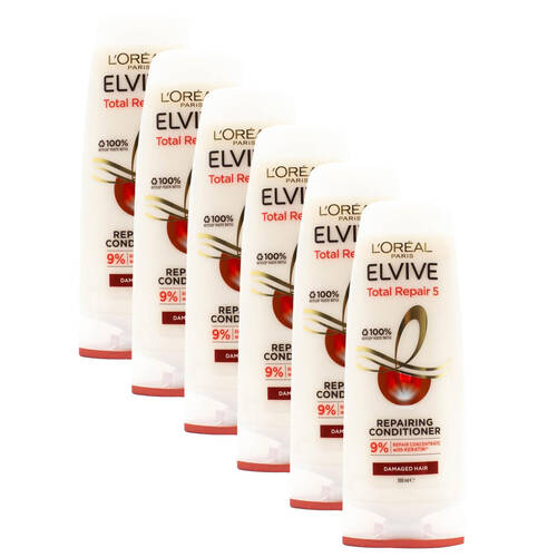 6PK Loreal Paris Elvive 300ml Repairing Conditioner For Damaged Hair