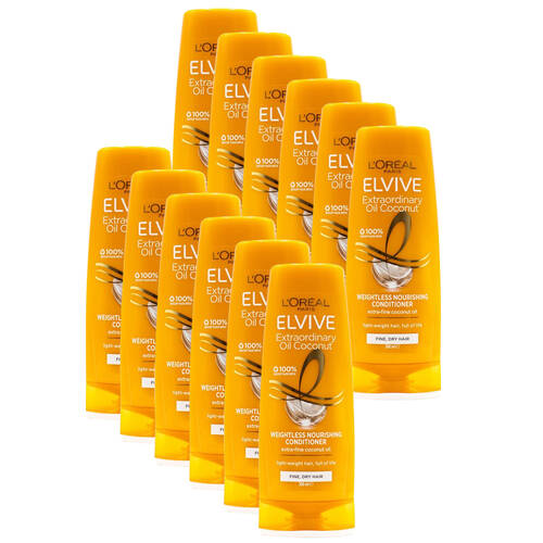 12PK Loreal Paris Elvive 300ml Conditioner For Fine Dry Hair
