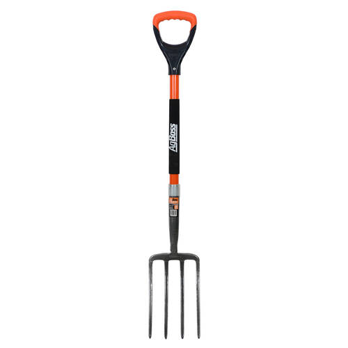 AgBoss Non-Slip Fiberglass D Handle Garden Fork Orange and Black