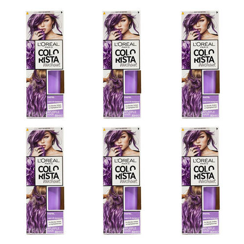 6PK Loreal Paris Colorista Washout Hair Colour 80ml - Pastel Purple