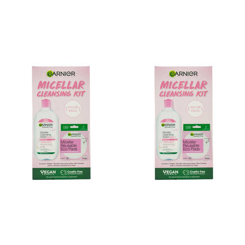 2x 4pc Garnier Micellar Cleansing Water + Eco Pads Kit Value Pack
