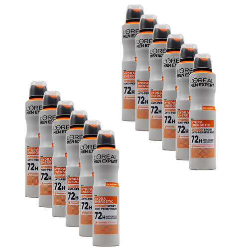 12PK Loreal Men Expert 250ml Hydra Energetic Extreme Sport Antiperspirant