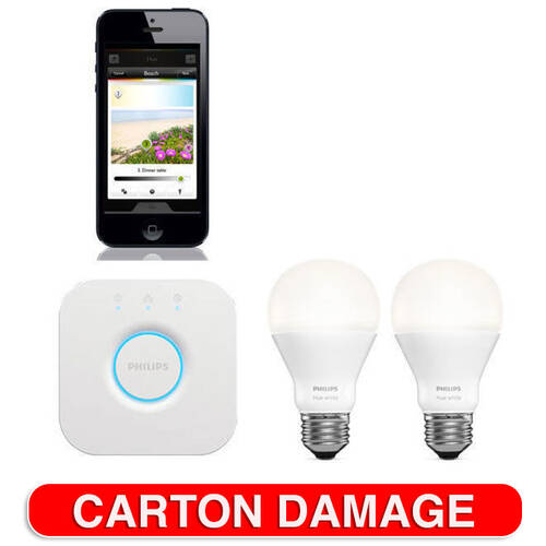 Philips HUE White E27 Wireless Lighting Starter Kit - CARTON DAMAGE