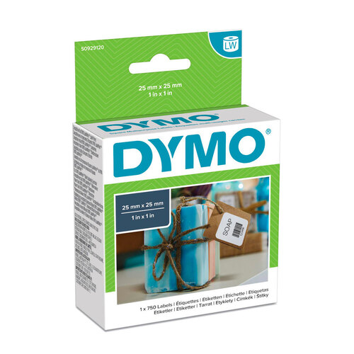 750pc Dymo Label Writer Square Multipurpose Labels White 25x25mm