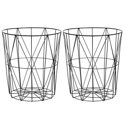 2PK Boxsweden Toska Metal Wire Storage Basket 39x43cm - Black
