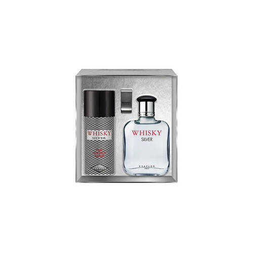 3pc Whisky Silver EDT/Deodorant Spray & Whisky Money Clip Set