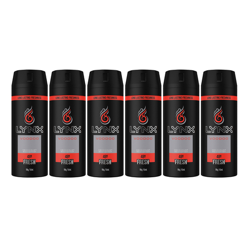 6x Lynx Body Spray Men Fresh 165ml Voodoo