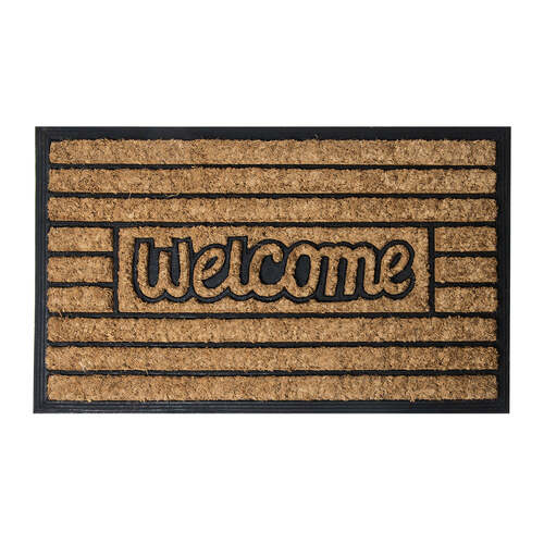 J.Elliot 45x75cm Brush Moulded Coir Door Mat - Welcome/Stripes
