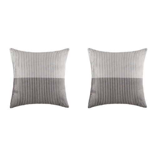 2PK Kas Australia Pleated Euro Throw Pillowcase 65x65cm - Grey