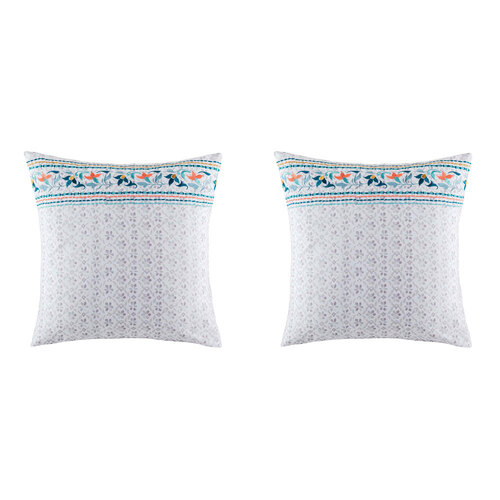 2PK Kas Australia Vernie Euro Throw Pillowcase 65x65cm - Multicoloured