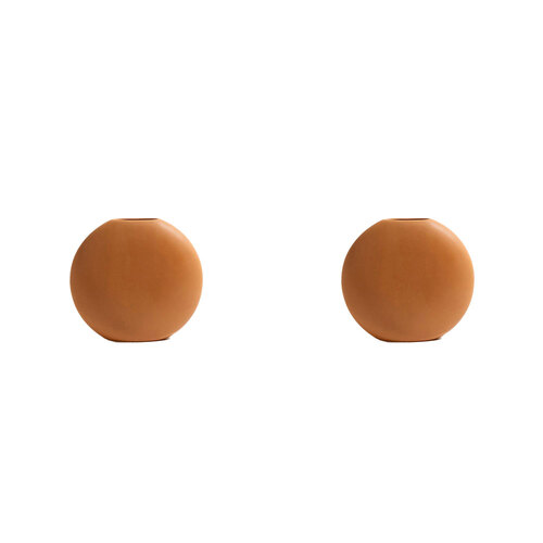 2PK Ben David Round Flat Flower Vase Medium Ochre Home/Lounge Decor