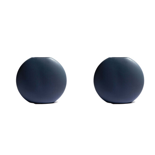 2PK Ben David Round Large Flat Flower Vase Midnight Blue Home/Lounge Decor
