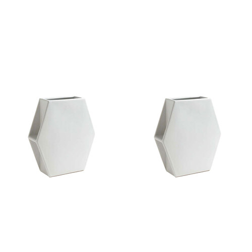 2PK Ben David Hex Flower Vase Home/Lounge Decor Large - White