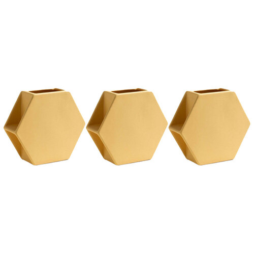 3PK Ben David Hex Flower Vase Home/Lounge Decor Medium - Butter