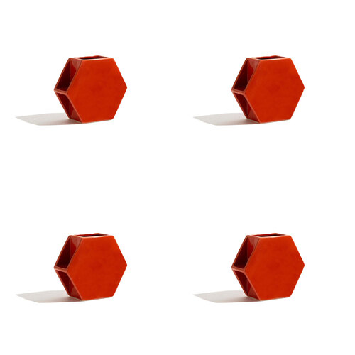 4PK Ben David Hex Flower Vase Home/Lounge Decor Small - Rust