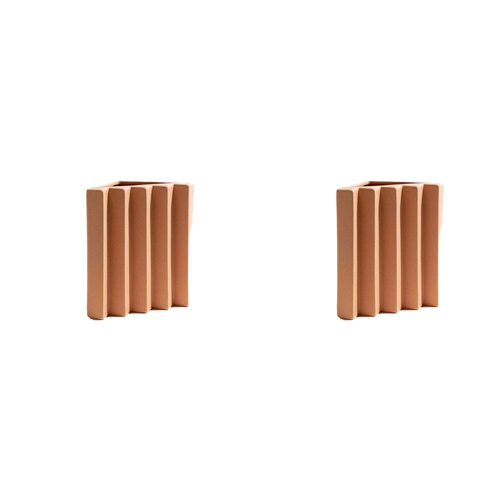 2PK Ben David Flinton Ceramic Flower Vase Home Decor One Size - Caramel