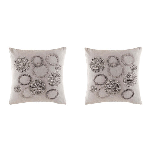 2PK Kas Australia Spiro Filled Cushion Decor Square 50x50cm - Grey