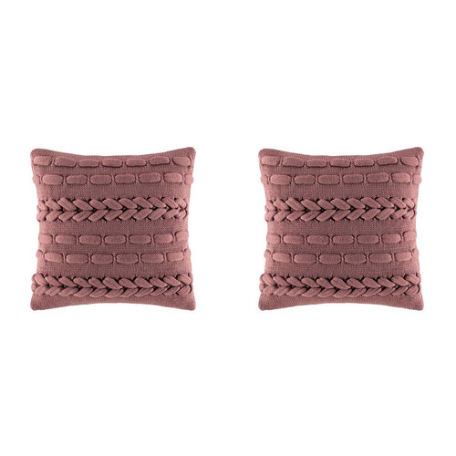 2PK Kas Australia Weaver Filled Cushion Decor Square 50x50cm - Raisin