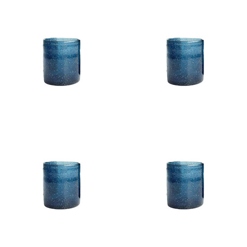 4PK Ben David Mini Bubble Glass Tumbler Cup Drinkware - Blue