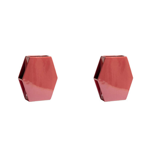2PK Ben David Hex Flower Vase Home/Lounge Decor Large - Ceder Gloss