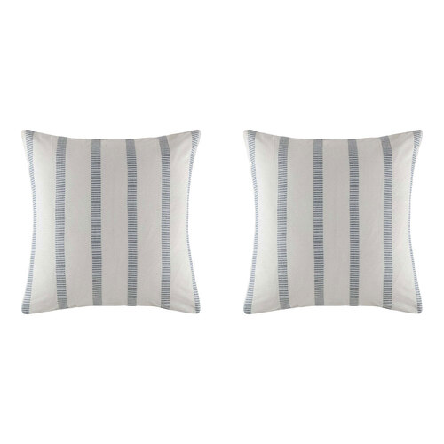 2PK Kas Australia Jonah Euro Throw Pillowcase 65x65cm - Denim