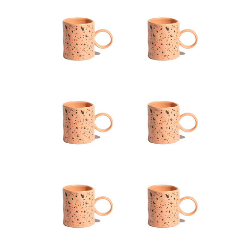 6PK Ben David Terrazo Stoneware Coffee Mug Drinkware - Clay