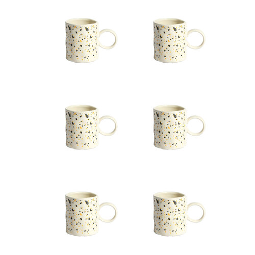 6PK Ben David Terrazo Stoneware Coffee Mug Drinkware - Natural