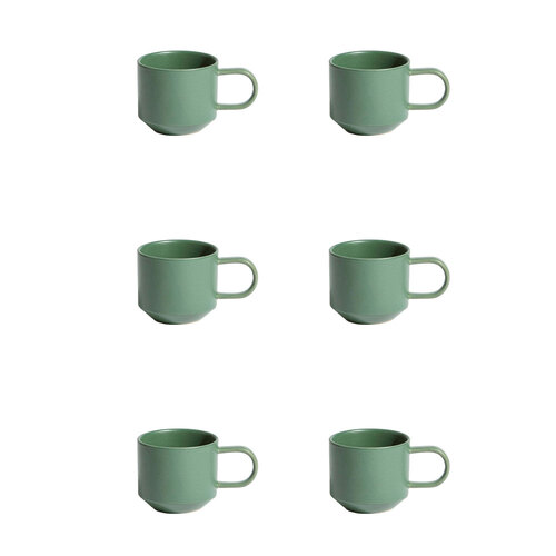 6PK Ben David Lunar Stoneware Coffee Mug Drinkware - Olive