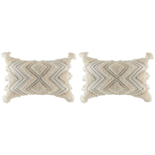 2PK Kas Australia Leo Filled Cushion Decor w/ Tassle Rect 40x60cm - Natural