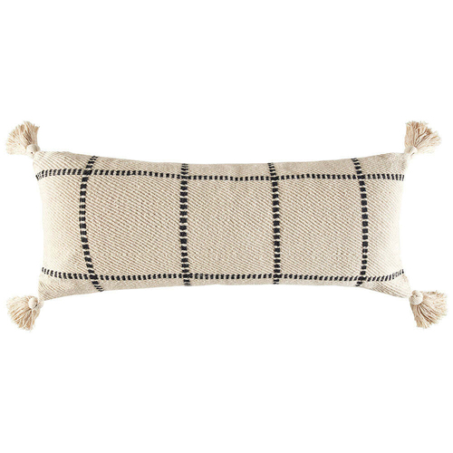 Kas Australia Windsor Filled Cushion Decor w/ Tassle Rect 35x80cm - Black