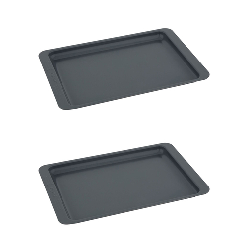 2x Cuisena 33x24cm Non-Stick Baking/Roasting Tray Medium - Grey