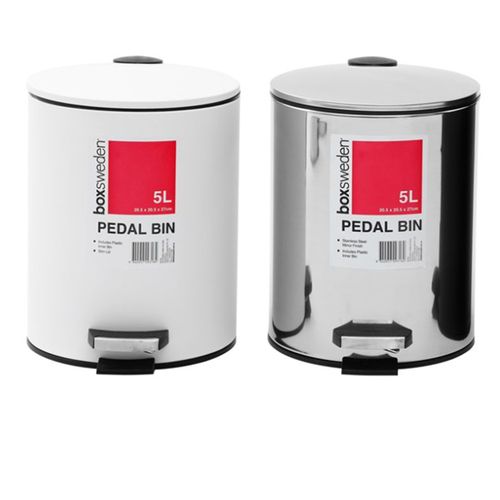 2PK Boxsweden 5L Pedal Bin Stainless Steel - Assorted Colour