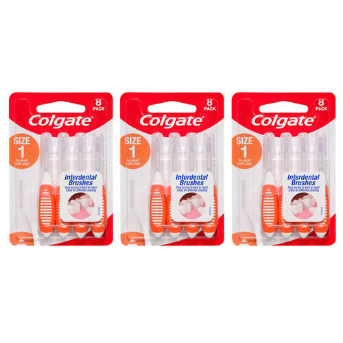 3x 8PK Colgate Interdental Brush - Size 1