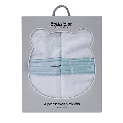 4PK Bubba Blue 25x25cm Nordic Wash Cloth 0-12m - Dusty Sky/Mint