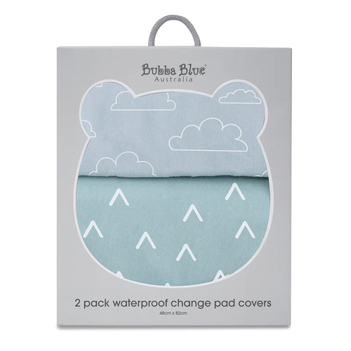 2PK Bubba Blue 48x82cm Nordic Waterproof Change Mat Cover 0-12m - Sky/Mint