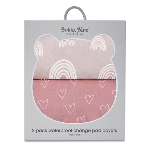 2PK Bubba Blue 48x82cm Nordic Waterproof Change Mat Cover 0-12m Berry/Rose