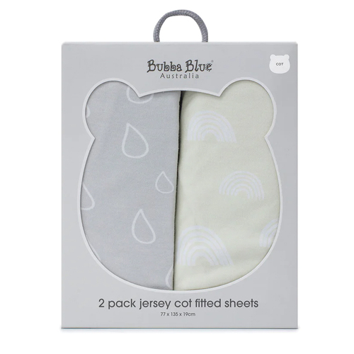 2PK Bubba Blue Nordic 77x135cm Jersey Cot Fitted Sheet 0-12m - Grey/Sand