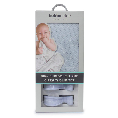 Bubba Blue Nordic 85x85cm Air+ Swaddle Wrap/Pram Clip Cloud Dusty Blue