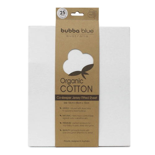 Bubba Blue Organic Cotton 54x88cm Co-Sleeper Fitted Sheet 0-12m - Off White
