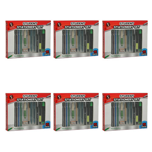 6x 15pc Scribbles Stationery Student Stationery Set w/ Pens Accessories 5y+