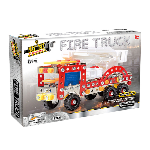 239pc Construct IT DIY Fire Truck Toy w/ Tools Kit Kids 8y+