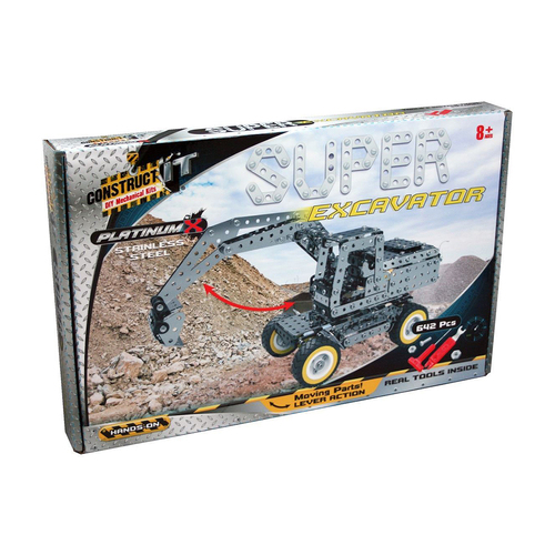 642pc Construct IT Platinum-X Super Excavator Toy w/ Tools Kit Kids 8y+