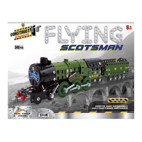 340pc Construct IT DIY The Flying Scotsman Train Toy w/ Tools Kit Kids 8y+